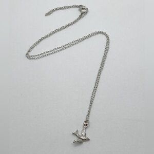 Vtg Sterling Silver Sparrow Bird Necklace Dainty Chain 17” + .6” Pendant